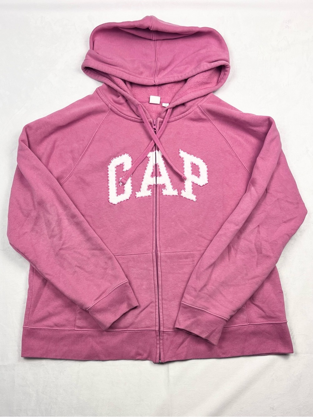 Gap Pink Logo Full Zip Fleece Hoodie Sweatshirt Jacket Size Large